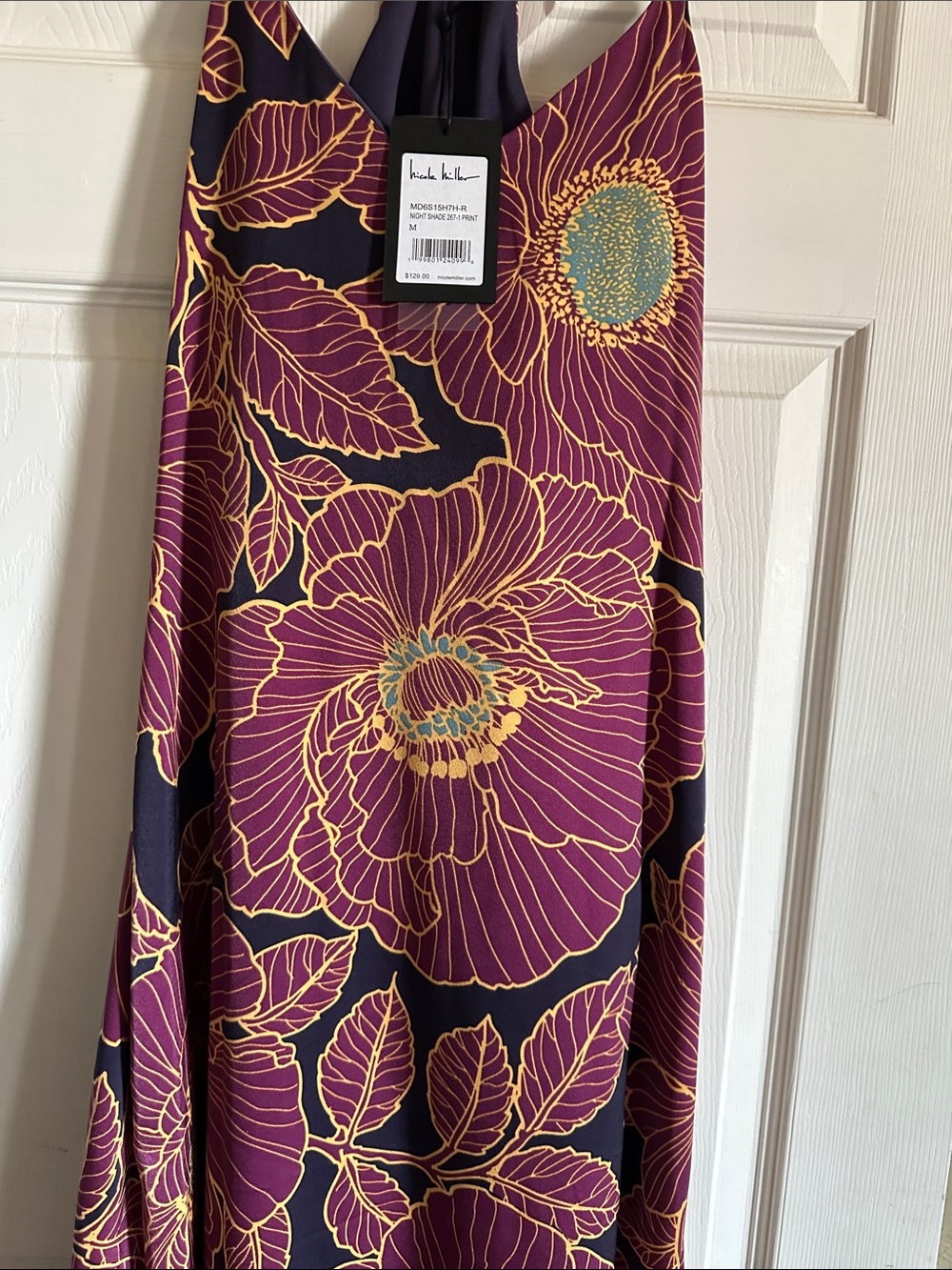Nicole Miller Printed Satin Maxi Slip Dress